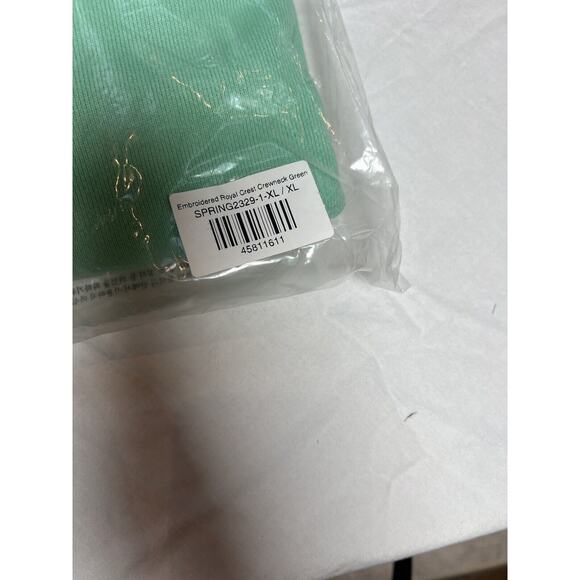 HOMME + FEMME NWT EMBROIDERED ROYAL CREST CREWNECK GREEN MSRP $198 Large *NEW* - Picture 8 of 8